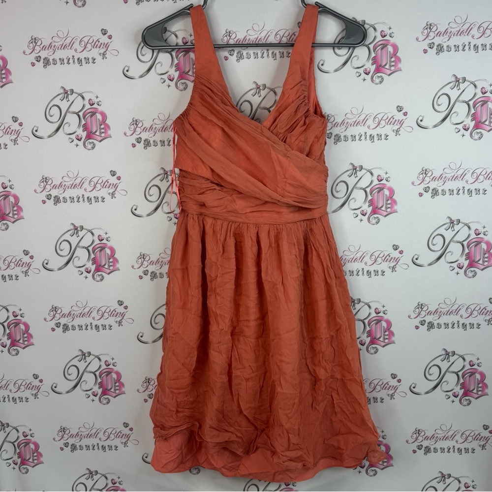 J. Crew dress silk bunched style draping tank style Rust Orange Mini Dress